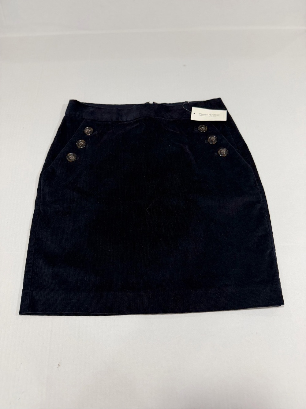 Banana Republic Black Corduroy Mini Skirt with Button Detail